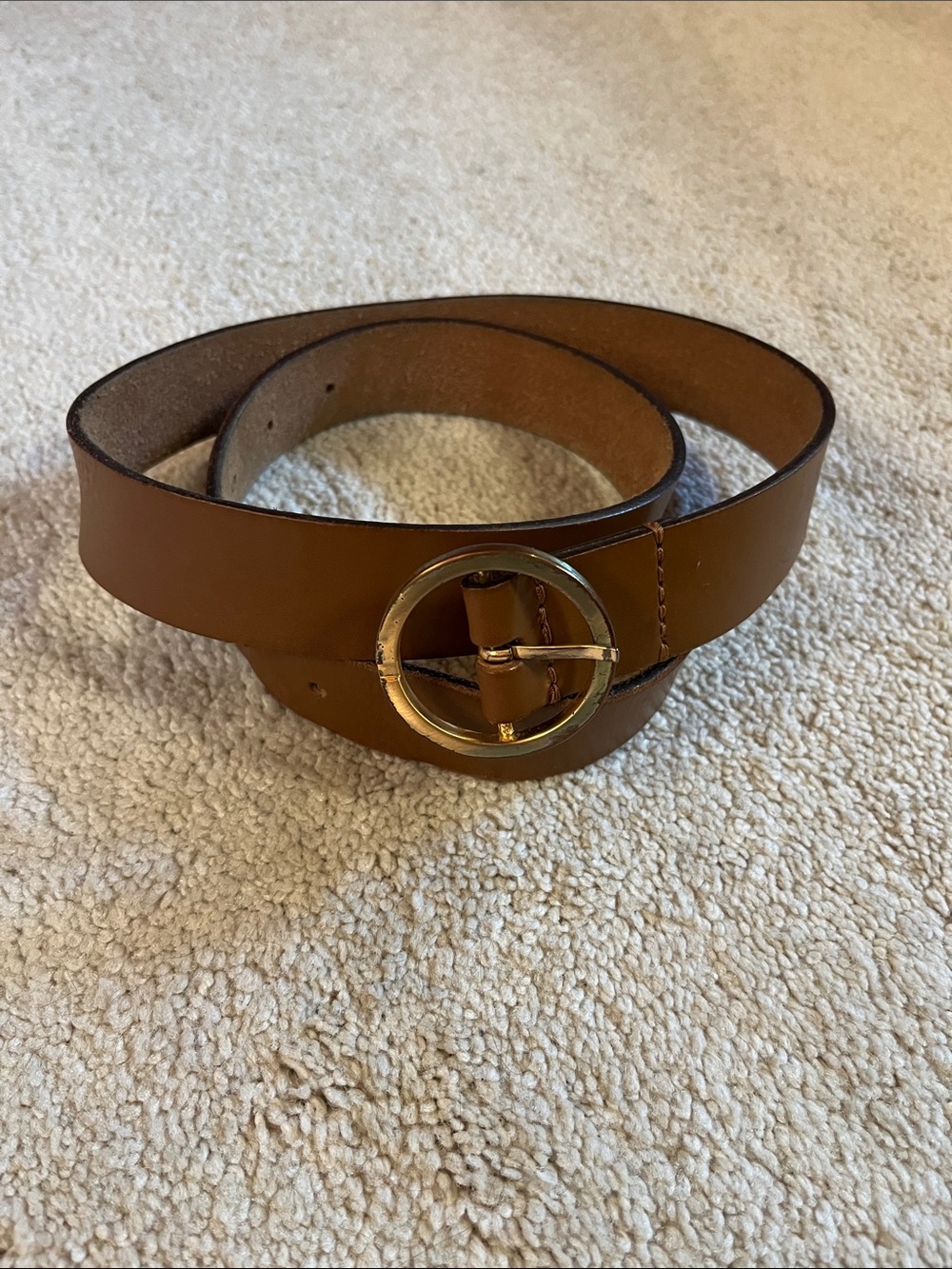 Boden Caramel/ honey / light brown Leather Belt with Gold Circular Buckle